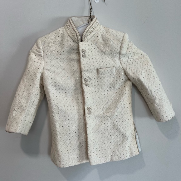 Gold and Cream Toddler Indian Formal Outfit - Picture 4 of 9